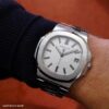 Patek Philippe Nautilus Silvery White Dial Stainless Steel Mens Watch 5711-1A-011