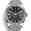 Rolex Sky Dweller Black Dial 18K White Gold Bezel Steel Jubilee Men's Watch 326934